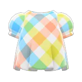 plaid puffed-sleeve shirt