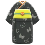 butterfly visiting kimono