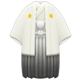 white hakama with crest