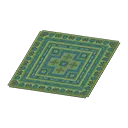 green kilim-style carpet