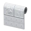 white botanical-tile wall