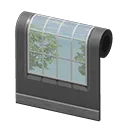 black window-panel wall