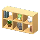 open wooden shelves